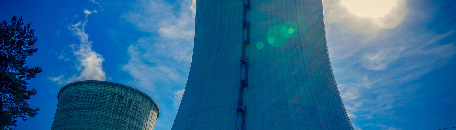 Nuclear power station in a shining sun